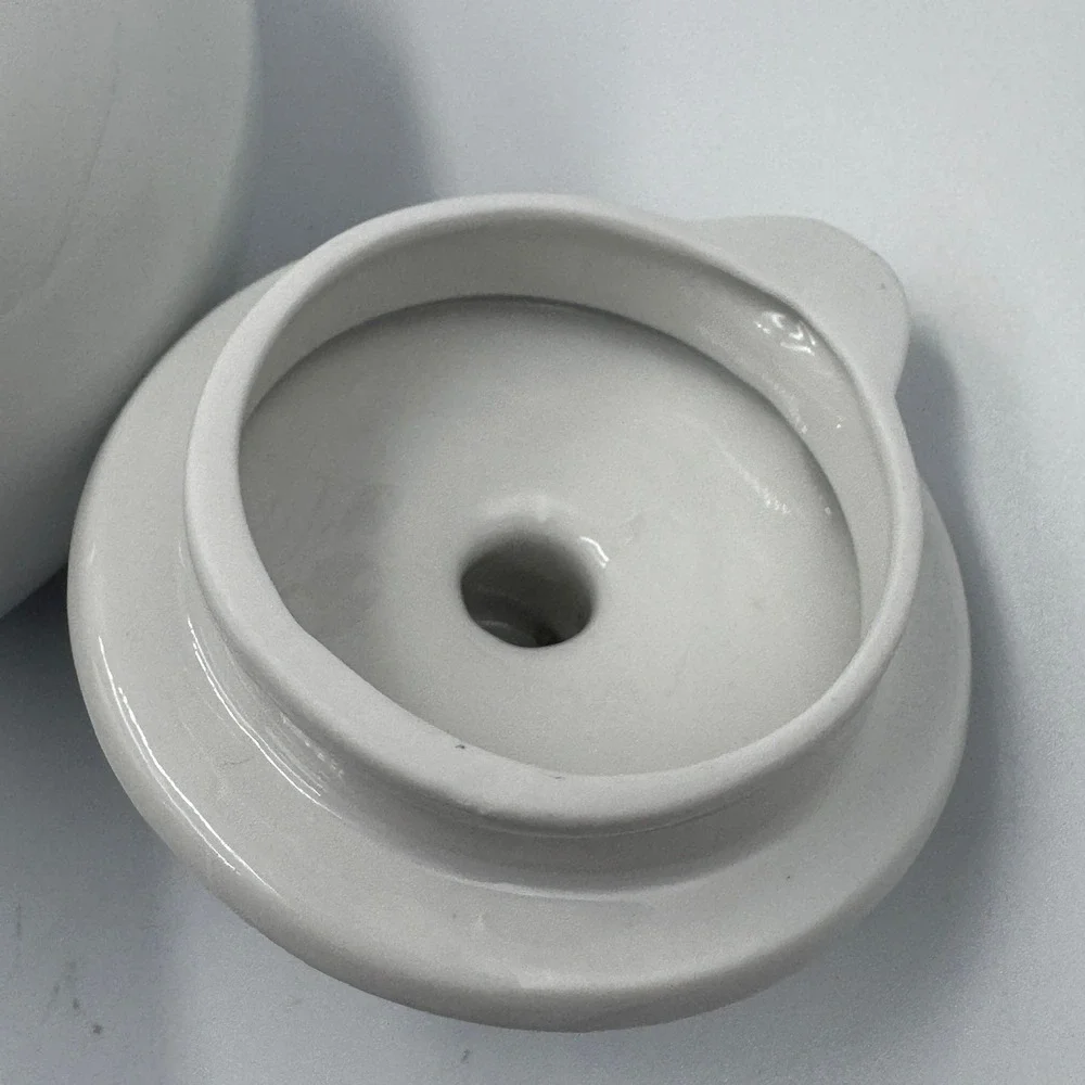 Vintage Schonwald Mid‎ Century Modern White Porcelain Teapot Germany Gray Red